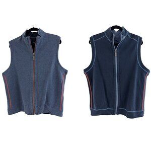 Tommy Bahama Mens Flip Coast Reversible Blue Knit Full Zip Vest Size L/XL Jacket